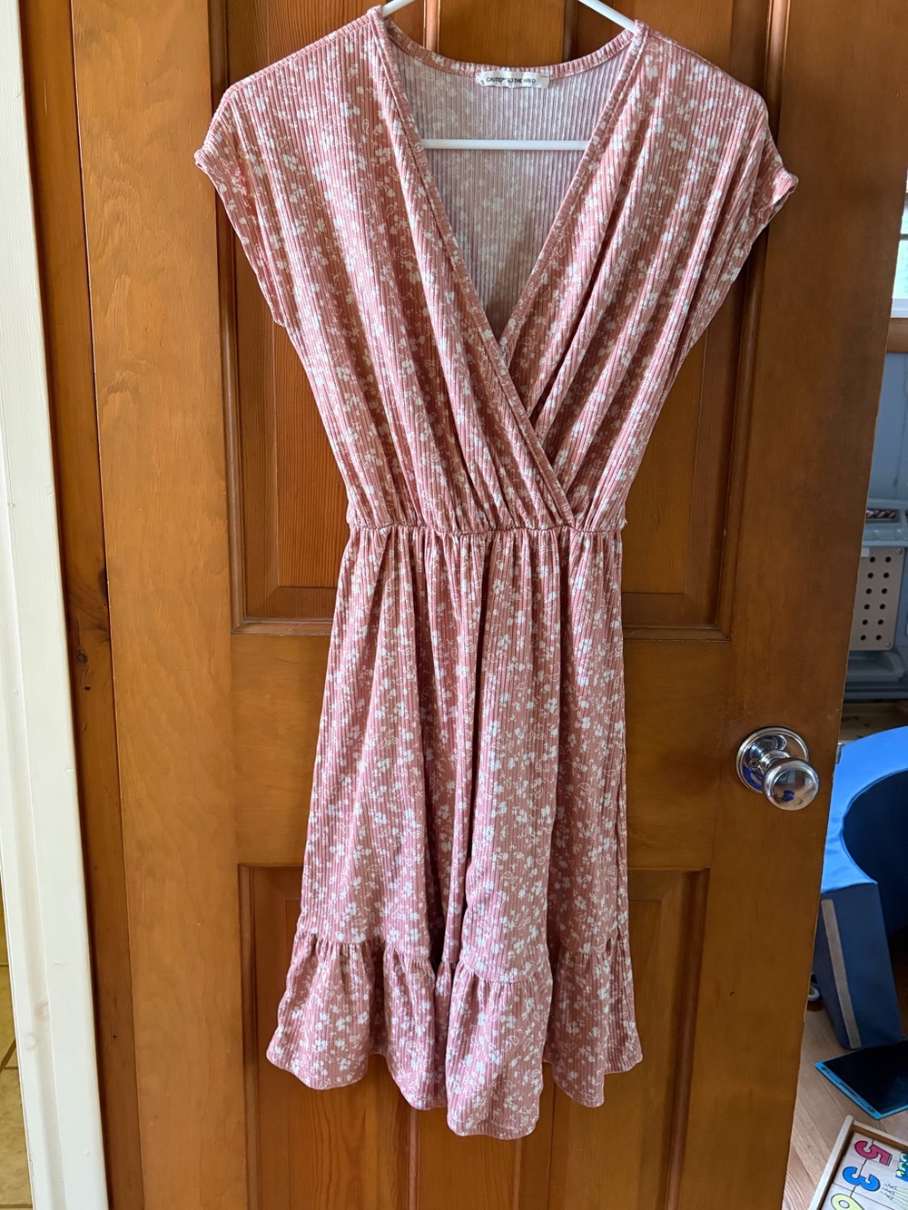 Caution To The Wind Dusty Rose Floral Wrap Midi Dress